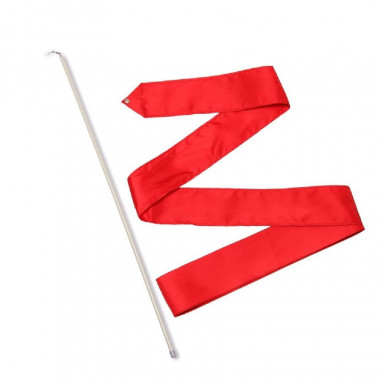 Лента гимнастическая с палочкой 50см, СЕ4-R, длина 4м, красная