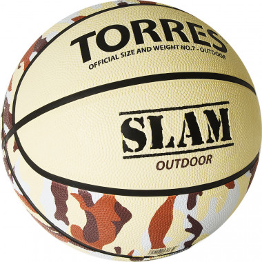 Мяч баск. TORRES Slam, B02067, р.7, резина, нейлон. корд, бут. кам, бежево-хаки
