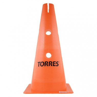 Конус трен. TORRES, TR1010, пластик, высота 38 см, с отв. для штанги TORRES, оранжевый