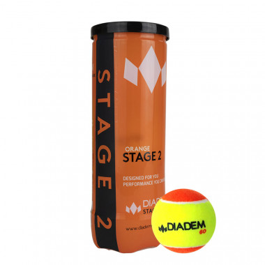 Мяч теннисный детский DIADEM Stage 2 Orange Ball, BALL-CASE-OR, уп. 3 шт, фетр, оранжевый
