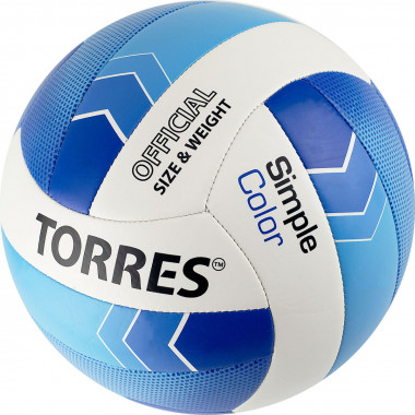 Мяч вол. TORRES Simple Color, V32115, р.5, синт.кожа (ТПУ), маш. сшивка, бут.камера,бел-гол-син