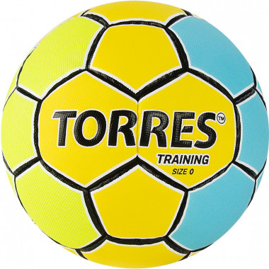 Мяч ганд. TORRES Training, H32150, р.0, ПУ, 4 подкл. слоя, руч. сшивка, желто-голубой