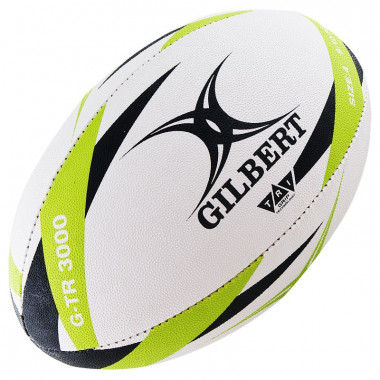 Мяч для регби GILBERT G-TR3000, 42098204, р.4, резина, ручная сшивка, бело-салатово-черный