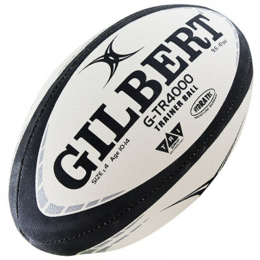 Мяч для регби GILBERT G-TR4000, 42097704, р.4, резина, ручная сшивка, бело-черно-серый