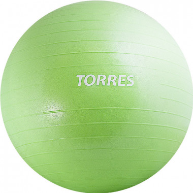 Мяч гимн. TORRES, AL121175GR, диам. 75 см, эласт. ПВХ, с защ.от взрыва,с насосом, зелёный