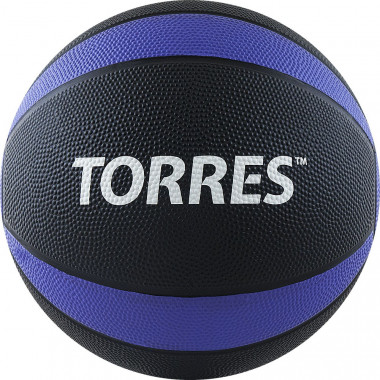 Медбол TORRES 5 кг, AL00225, резина, диаметр 23,8 см, черно-фиолетово-белый