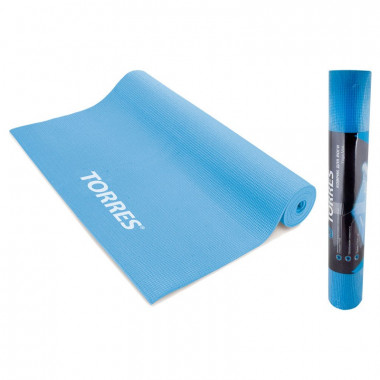 Коврик для йоги TORRES Basis 3, YL10023, PVC 3 мм, нескользящее покрытие, голубой