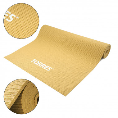 Коврик для йоги TORRES Relax 6, YL12236B, PVC 6 мм, нескользящее покрытие, песочный