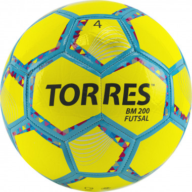 Мяч футзал. TORRES Futsal BM 200, FS32054, р.4, 32 панели. TPU, 4 подкл. слоя, желтый
