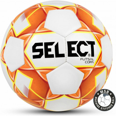 Мяч футзал. SELECT Futsal Copa, 1093446006, р.4, 32п, ПУ, маш. сш, бело-оранж