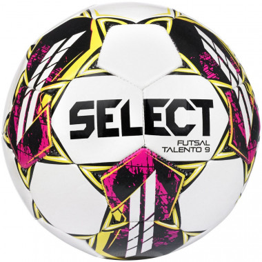 Мяч футзал. SELECT Futsal Talento 9 V22, 1060460005, р.2, 32п, ТПУ, маш.сш, бел-жел-фиолет-чер