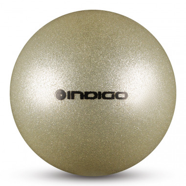 Мяч для художественной гимнастики INDIGO, IN118-SIL, диам. 19 см, ПВХ, сереб. металлик с блестками