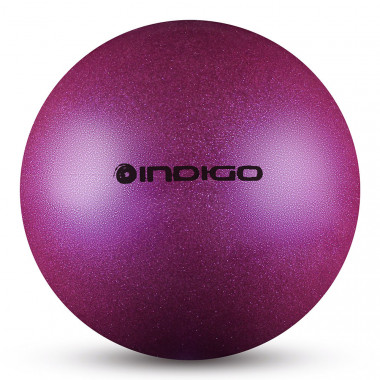 Мяч для художественной гимнастики INDIGO, IN118-VI, диам. 19 см, ПВХ, фиолет. металлик с блестками