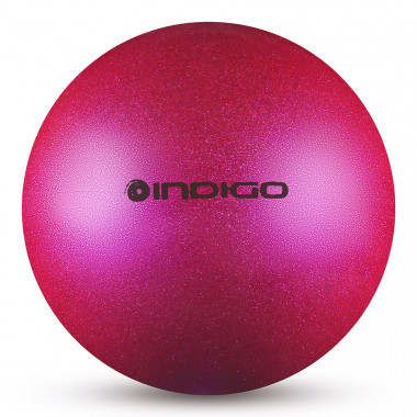 Мяч для художественной гимнастики INDIGO, IN118-PI, диам. 19 см, ПВХ, розовый металлик с блестками