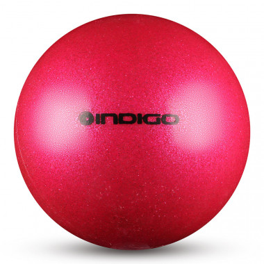 Мяч для художественной гимнастики INDIGO, IN119-PI, диам. 15 см, ПВХ, розовый металлик с блестками