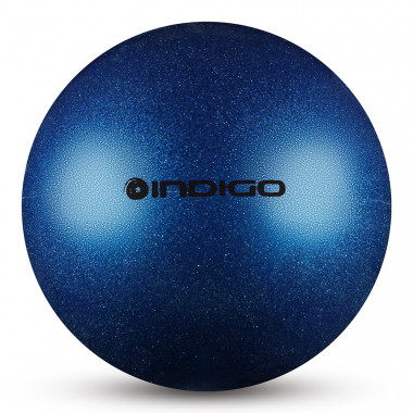 Мяч для художественной гимнастики INDIGO, IN119-B, диам. 15 см, ПВХ, синий металлик с блестками