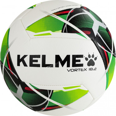 Мяч футб. KELME Vortex 18.2, 9886120-127, р.4, 32 панели, ПУ, маш. сш., бело-зеленый