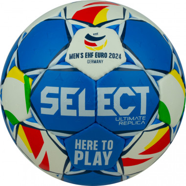 Мяч ганд. SELECT Ultimate EHF Euro Men Replica v24, 3571854487, р.2, EHF Appr, ПУ, руч.сш, сине-бел