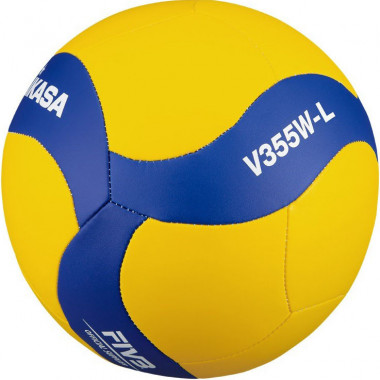 Мяч вол. MIKASA V355WL, р.5, облегченный, 18 панелей, синт.кожа (ПВХ), маш. сшивка, желто-синий