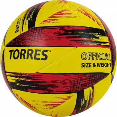 СЦ*Мяч вол. TORRES Resist, V321305, р.5, синт. кожа (ПУ), гибрид, бут.кам.желто-красно-черный