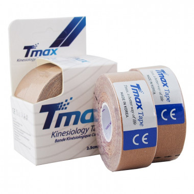 Тейп кинезиологический Tmax Extra Sticky Biege (2,5 см x 5 м), уп. 2 шт, 423815, телесный